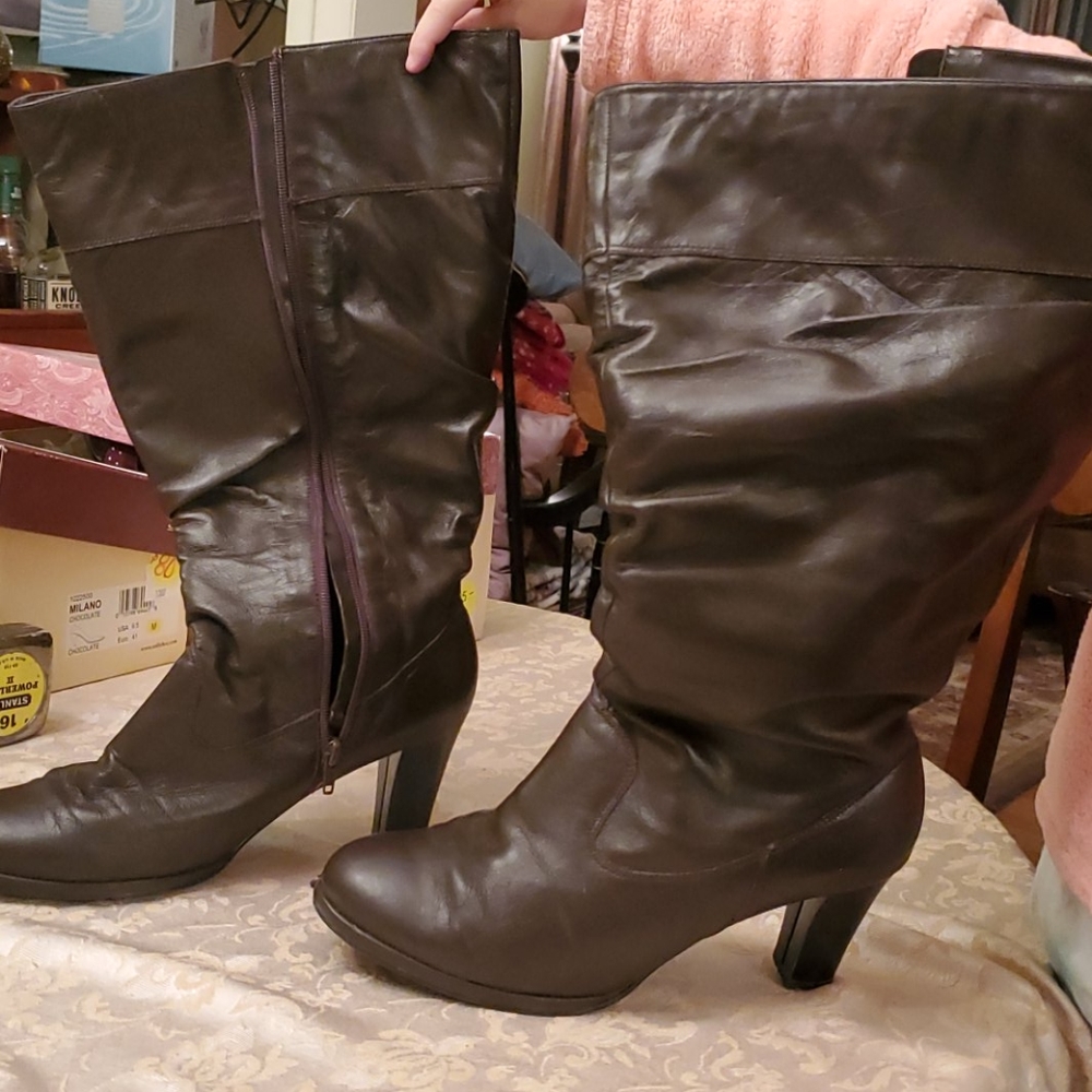 Platform boots, 3 inch heels 17 inch high, wide